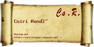 Csiri René névjegykártya